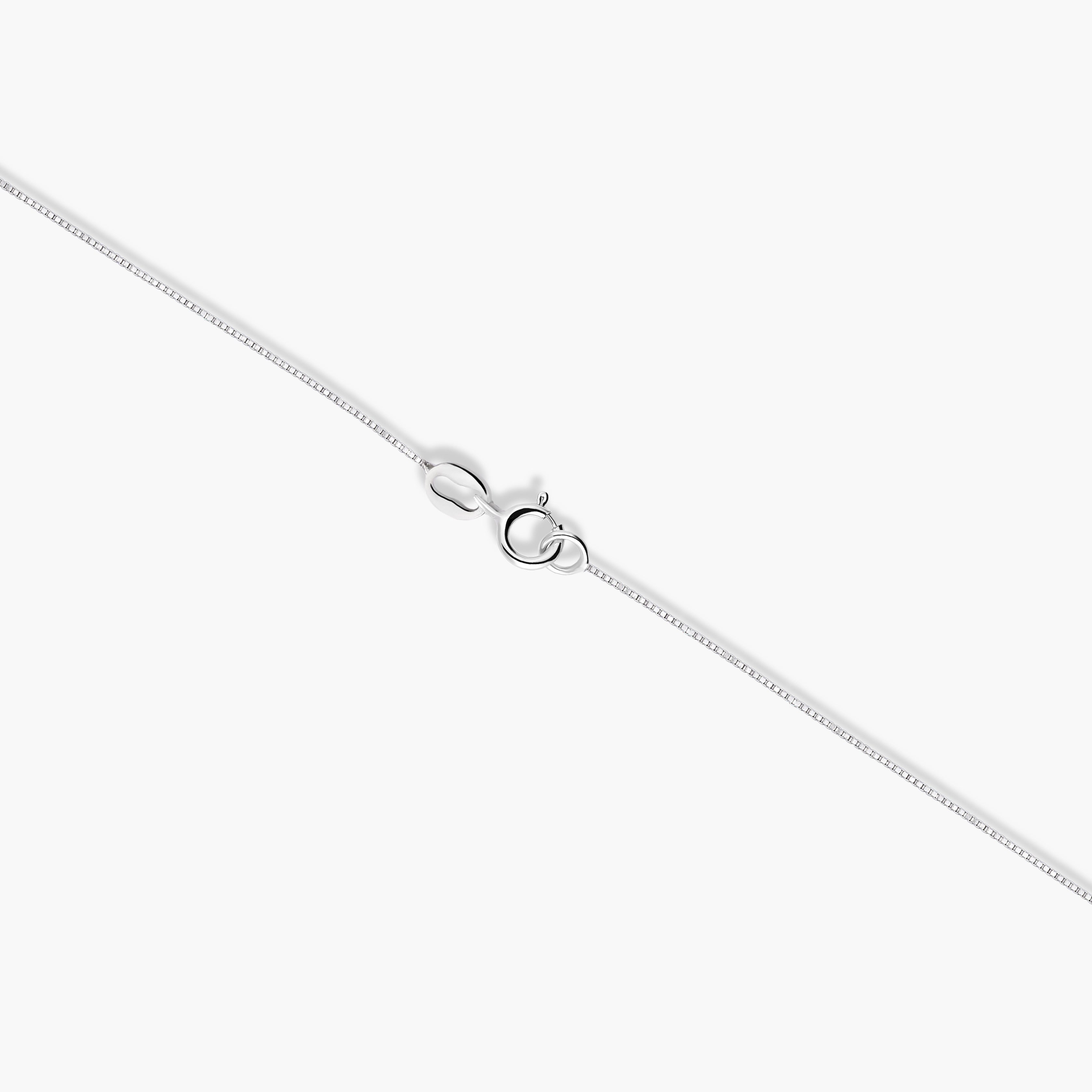 Collar de oro blanco 18K diamante natural 0.08 ct. 10 mm
