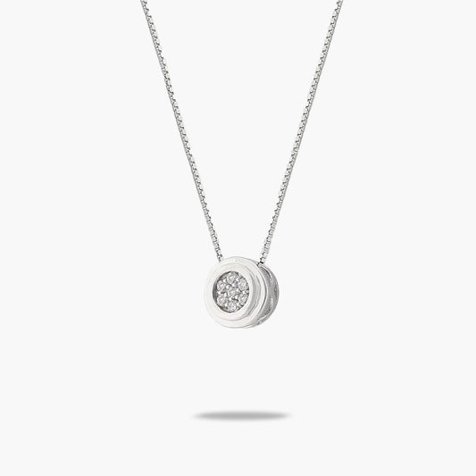 Collar de oro blanco 18K diamante natural 0.09 ct. 7 mm