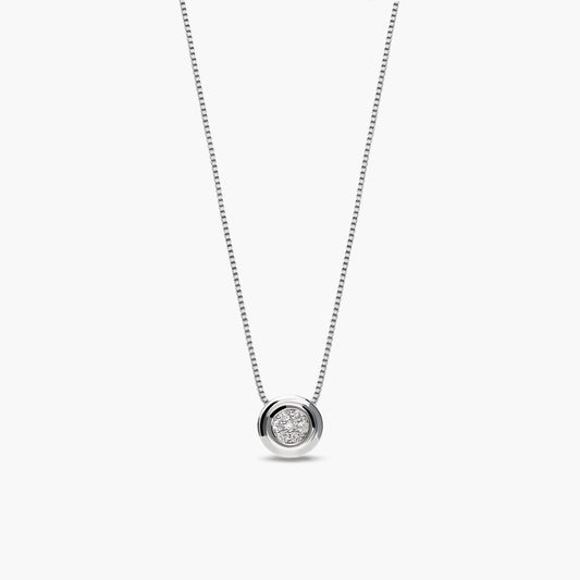 Collar de oro blanco 18K diamante natural 0.06 ct. 6 mm