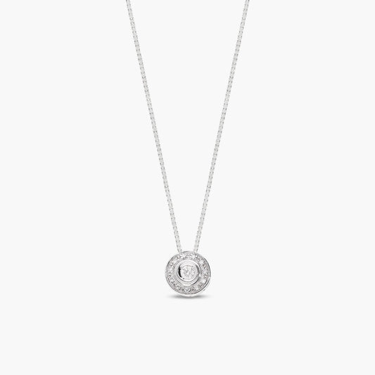 Collar de oro blanco 18K diamante natural 0.10 ct. 7 mm