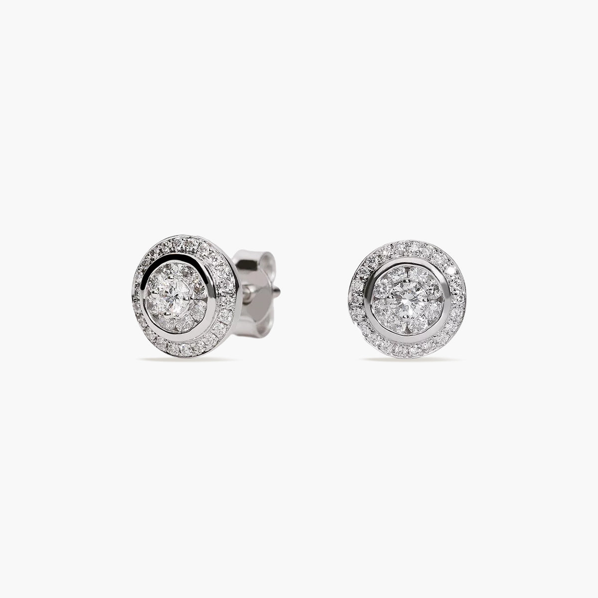 Pendientes redondos de oro blanco 18K diamante natural 0.43 ct. 3 mm