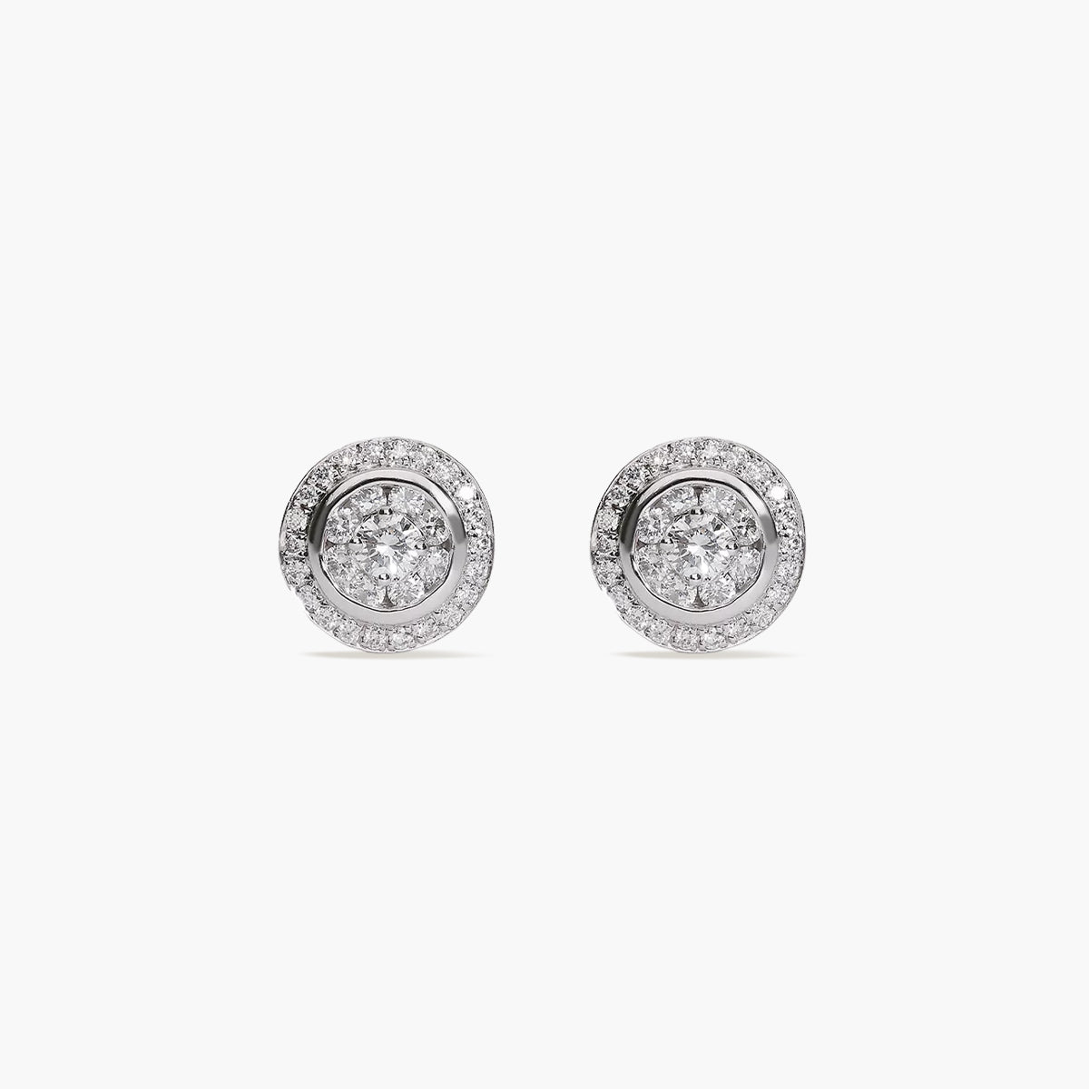 Pendientes redondos de oro blanco 18K diamante natural 0.43 ct. 3 mm
