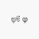 Pendientes corazón de oro blanco 18K diamante natural 0.14 ct. 6 mm