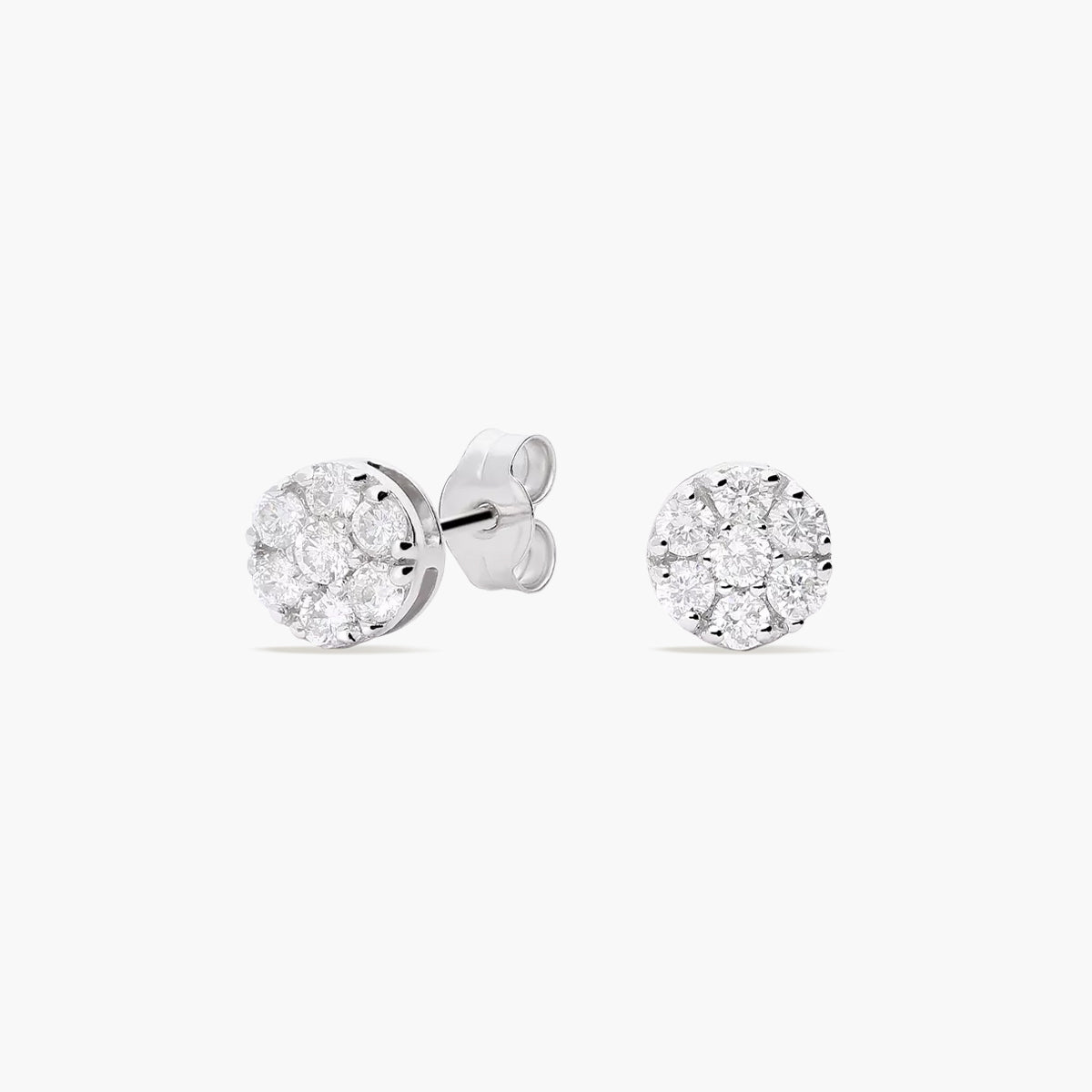 Pendientes redondos de oro blanco 18K diamante natural 0.40 ct. 6 mm