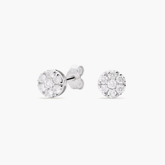 Pendientes redondos de oro blanco 18K diamante natural 0.40 ct. 6 mm