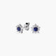 Pendientes redondos de oro blanco 18K diamante natural 0.29 ct. zafiro 7 mm LADY