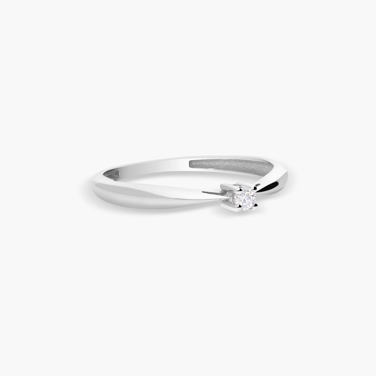 Anillo de oro blanco 18K diamante natural 0.05 ct. MOON
