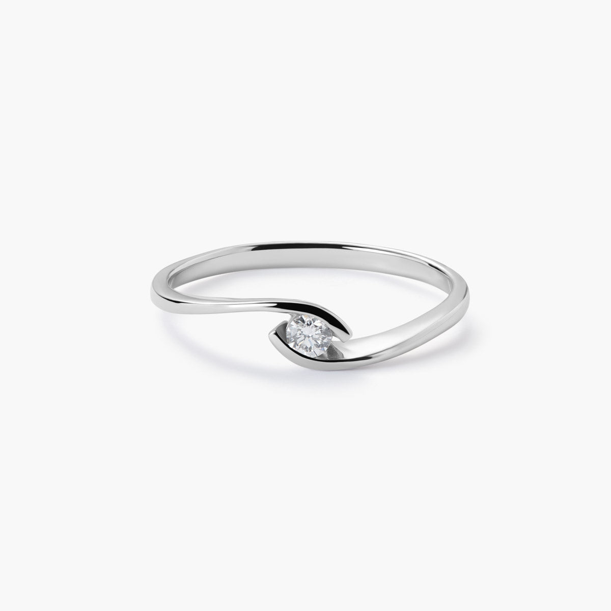 Anillo de oro blanco 18K diamante natural 0.07 ct. GRAVITY