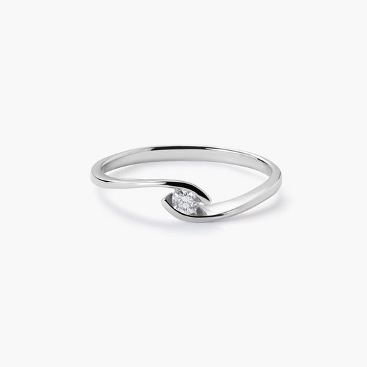 Anillo de oro blanco 18K diamante natural 0.07 ct. GRAVITY