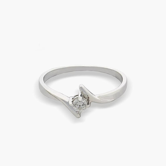Anillo de oro blanco 18K diamante natural 0.1 ct. SWIRL