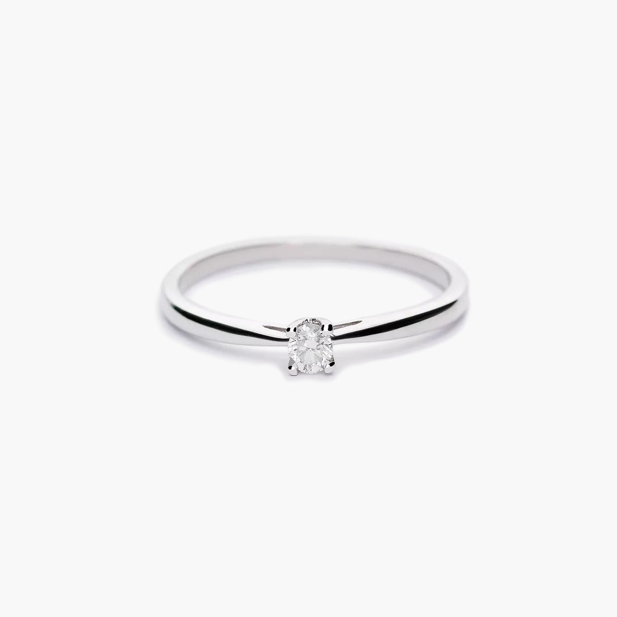 Anillo de oro blanco 18K diamante natural 0.1 ct. MOON