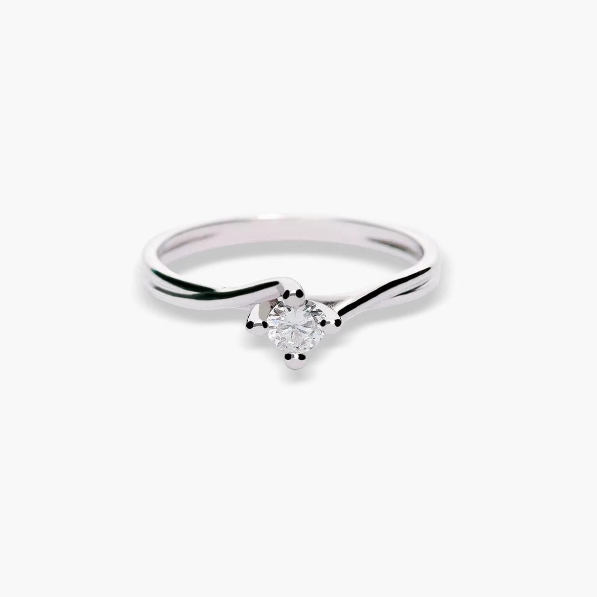 Anillo de oro blanco 18K diamante natural 0.15 ct. SWIRL