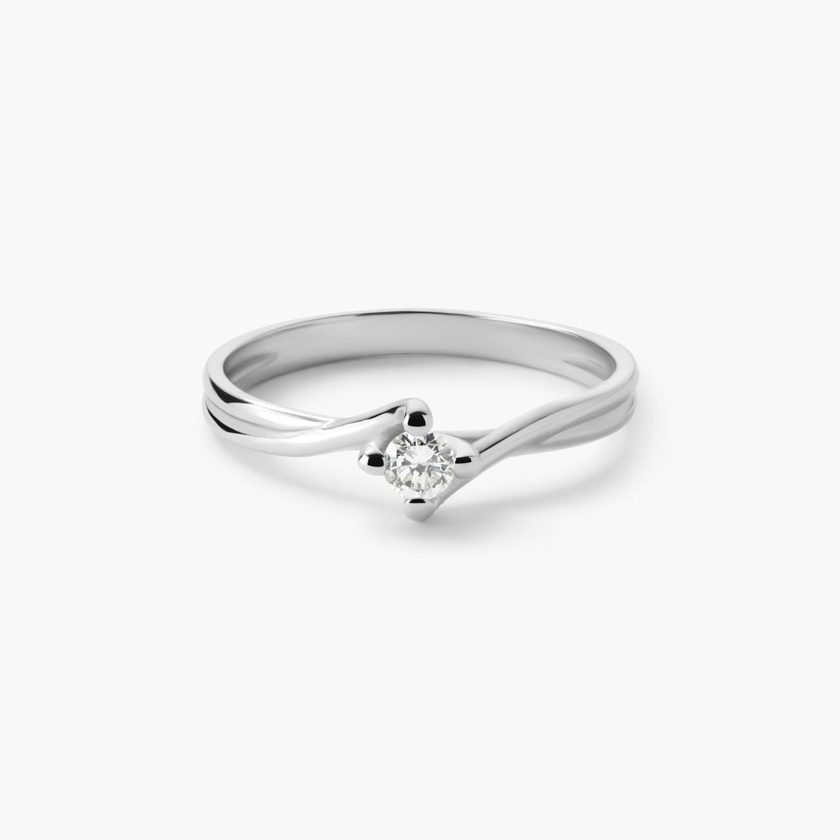 Anillo de oro blanco 18K diamante natural 0.1 ct. SWIRL