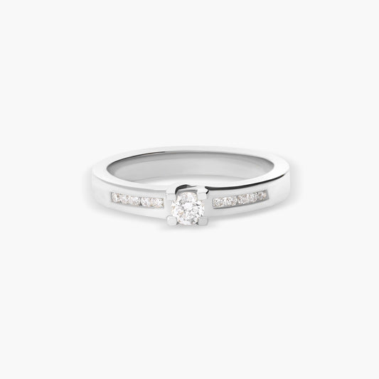 Anillo de oro blanco 18K diamante natural 0.25 ct. COMET