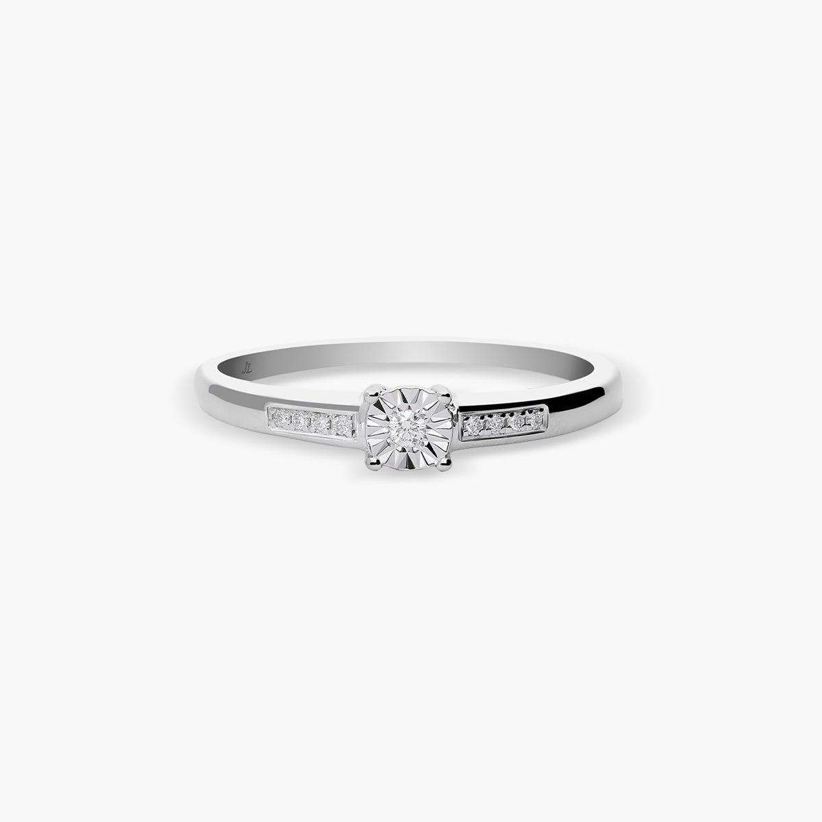 Anillo de oro blanco 18K diamante natural 0.05 ct. COMET