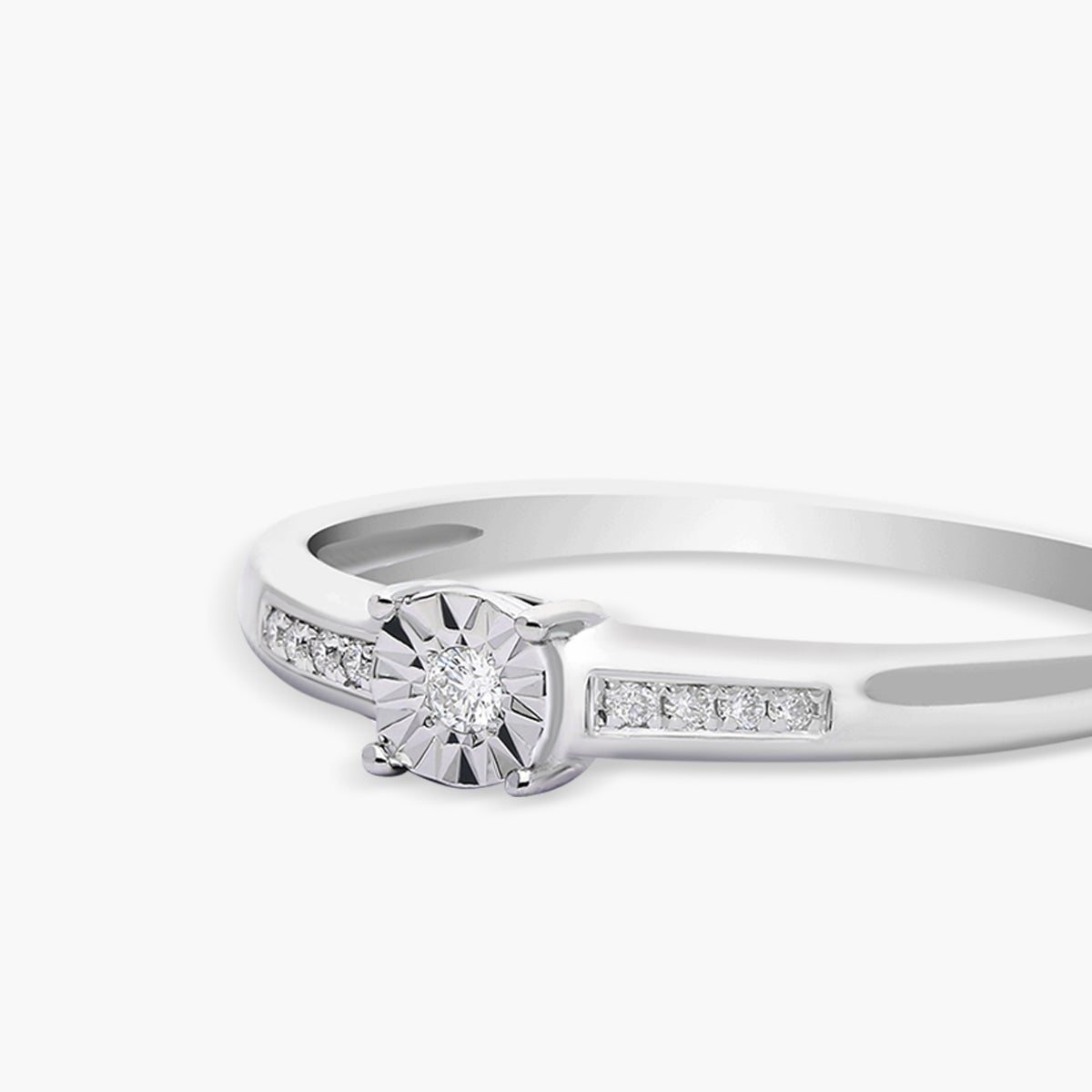 Anillo de oro blanco 18K diamante natural 0.05 ct. COMET