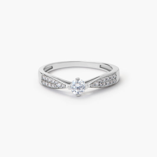 Anillo de oro blanco 18K diamante natural 0.39 ct. COMET