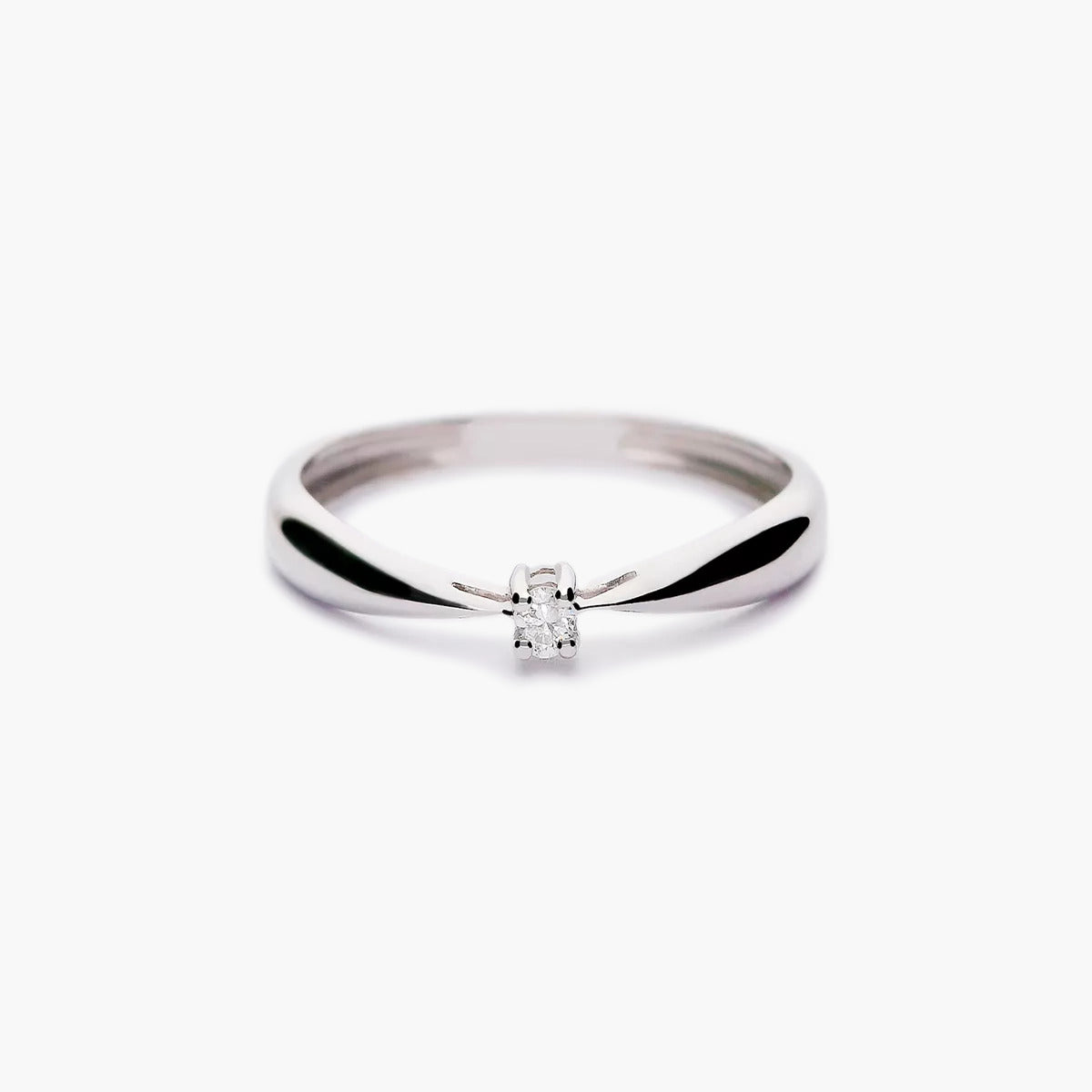 Anillo de oro blanco 18K diamante natural 0.03 ct. MOON
