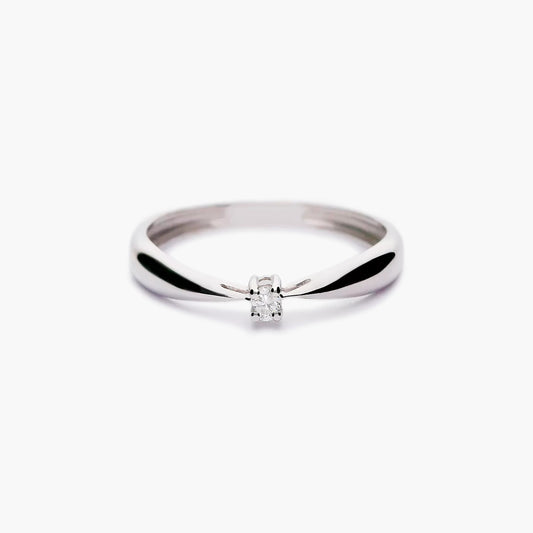 Anillo de oro blanco 18K diamante natural 0.03 ct. MOON