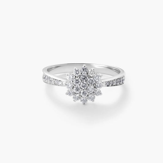 Anillo de oro blanco 18K diamante natural 0.43 ct. FLORIENTAL