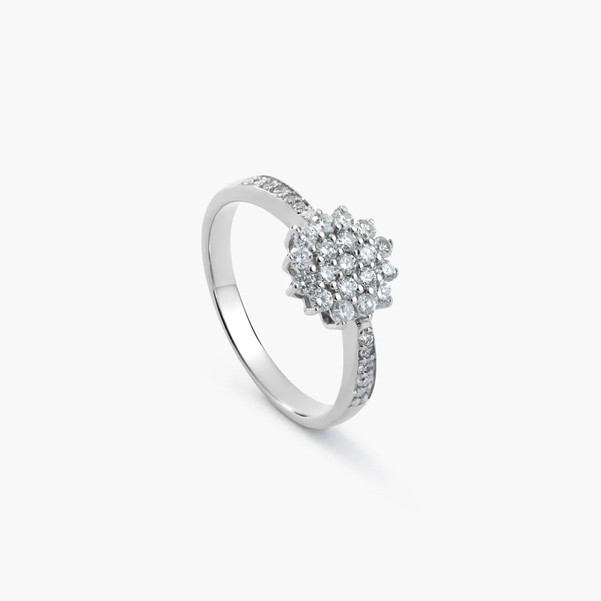 Anillo de oro blanco 18K diamante natural 0.43 ct. FLORIENTAL