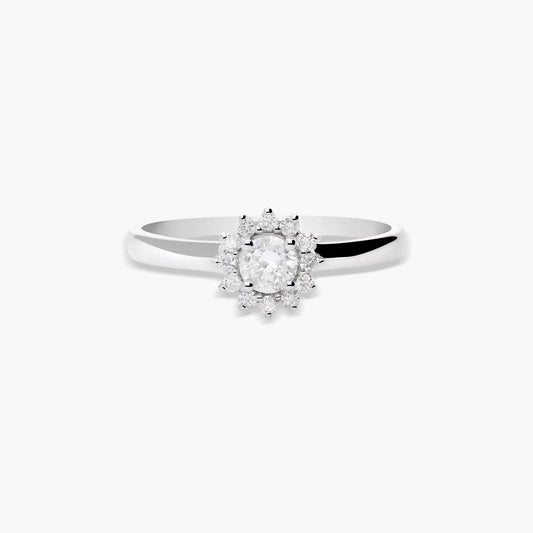Anillo de oro blanco 18K diamante natural 0.35 ct.
