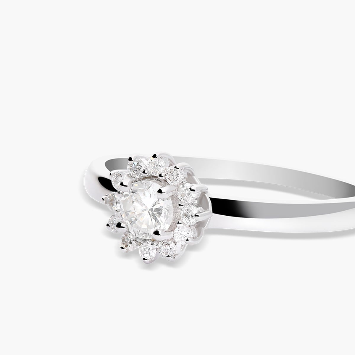 Anillo de oro blanco 18K diamante natural 0.35 ct.