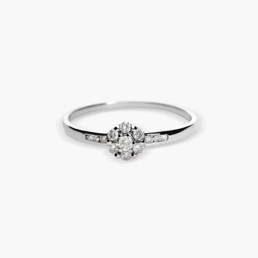 Anillo de oro blanco 18K diamante natural 0.168 ct.