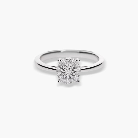 Anillo de oro blanco 18K diamante natural 0.1 ct. 