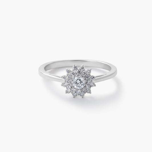 Anillo de oro blanco 18K diamante natural 0.35 ct. FLORIENTAL