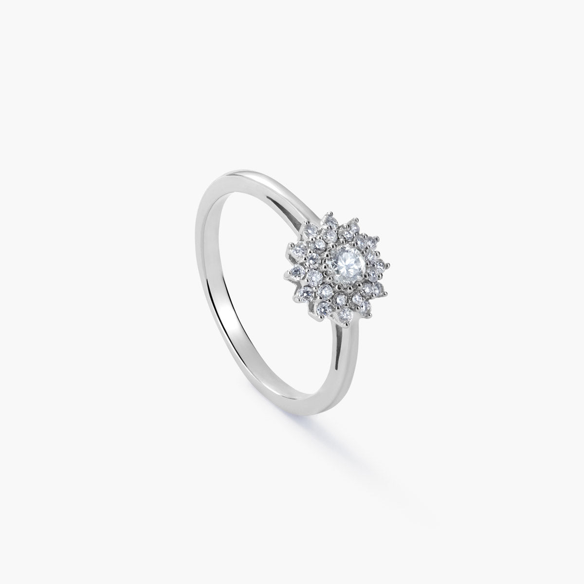 Anillo de oro blanco 18K diamante natural 0.35 ct. FLORIENTAL