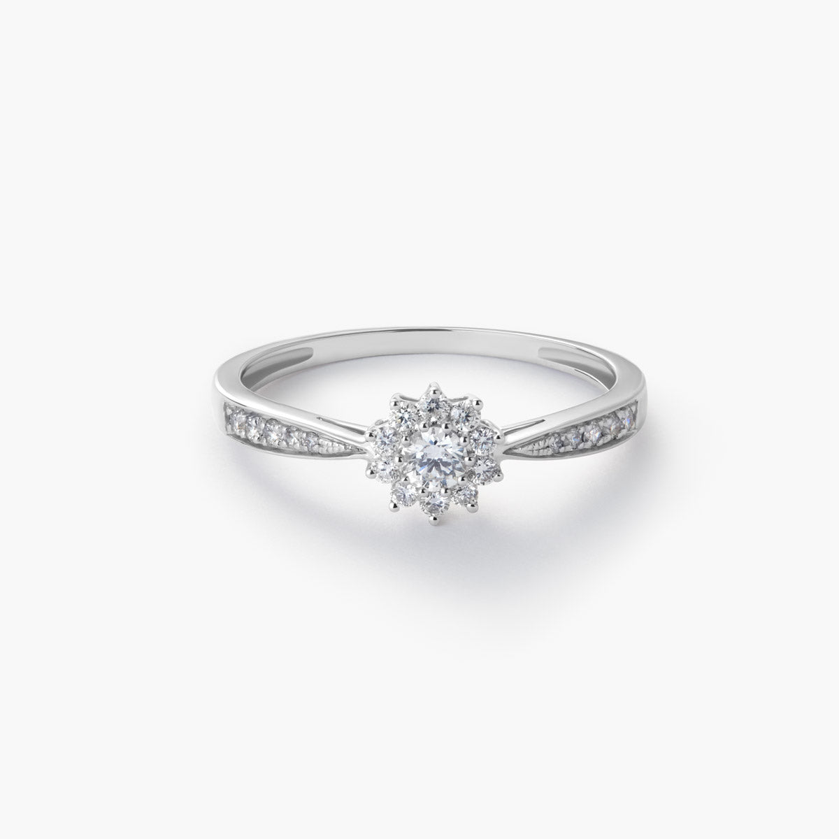 Anillo de oro blanco 18K diamante natural 0.29 ct.