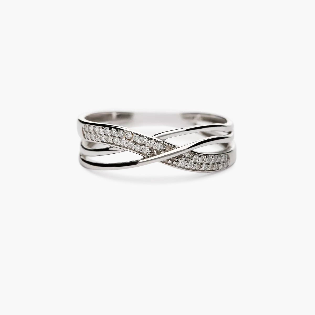 Anillo de oro blanco 18K diamante natural 0.15 ct.