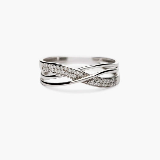 Anillo de oro blanco 18K diamante natural 0.15 ct.