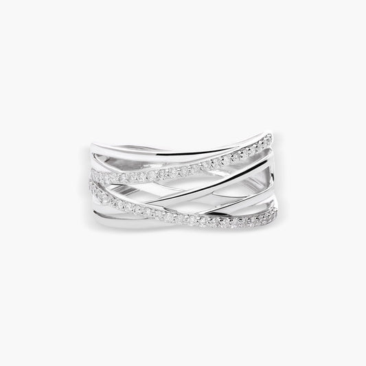 Anillo de oro blanco 18K diamante natural 0.22 ct. STARLACE
