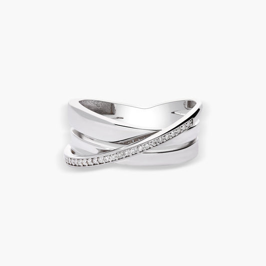 Anillo de oro blanco 18K diamante natural 0.125 ct. STARLACE