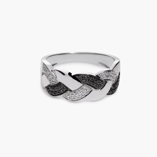 Anillo de oro blanco 18K diamante natural 0.2 ct.