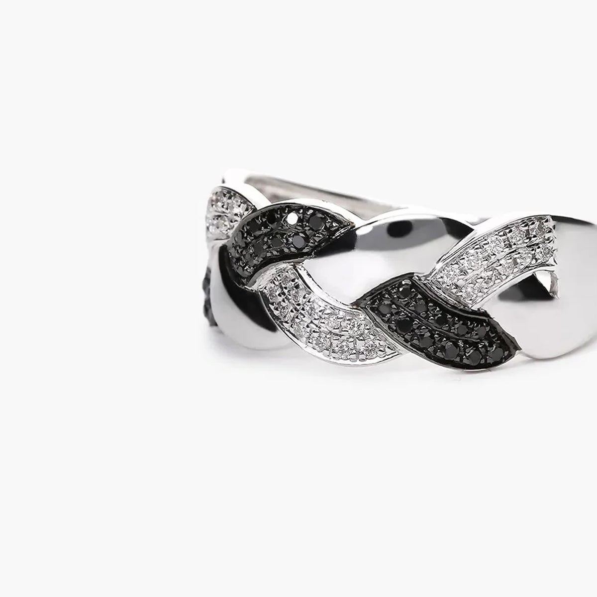 Anillo de oro blanco 18K diamante natural 0.2 ct.