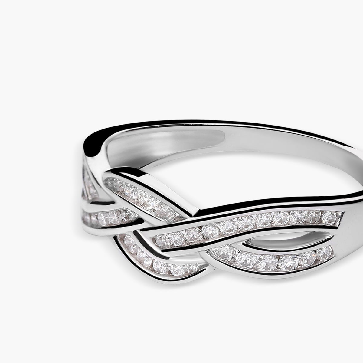 Anillo de oro blanco 18K diamante natural 0.33 ct.