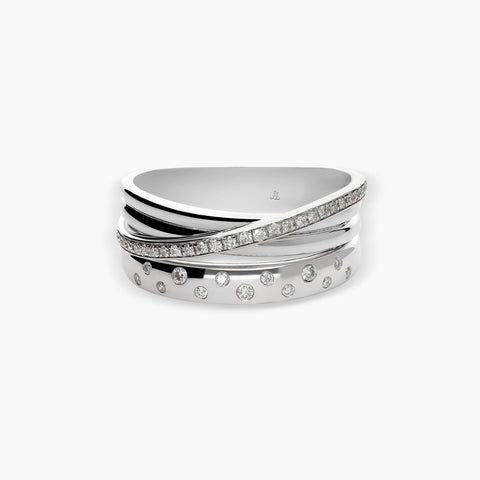Anillo de oro blanco 18K diamante natural 0.18 ct. 