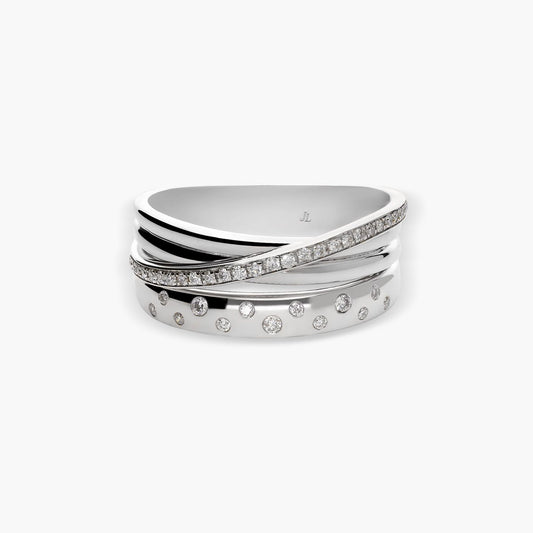 Anillo de oro blanco 18K diamante natural 0.18 ct. 