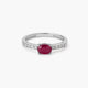 Anillo de oro blanco 18K diamante natural 0.05 ct. FLAME