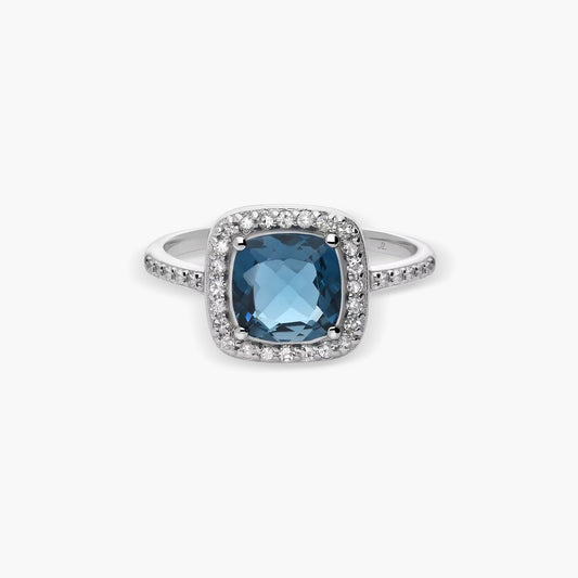 Anillo de oro blanco 18K diamante natural 0.17 ct. DEEP SEA