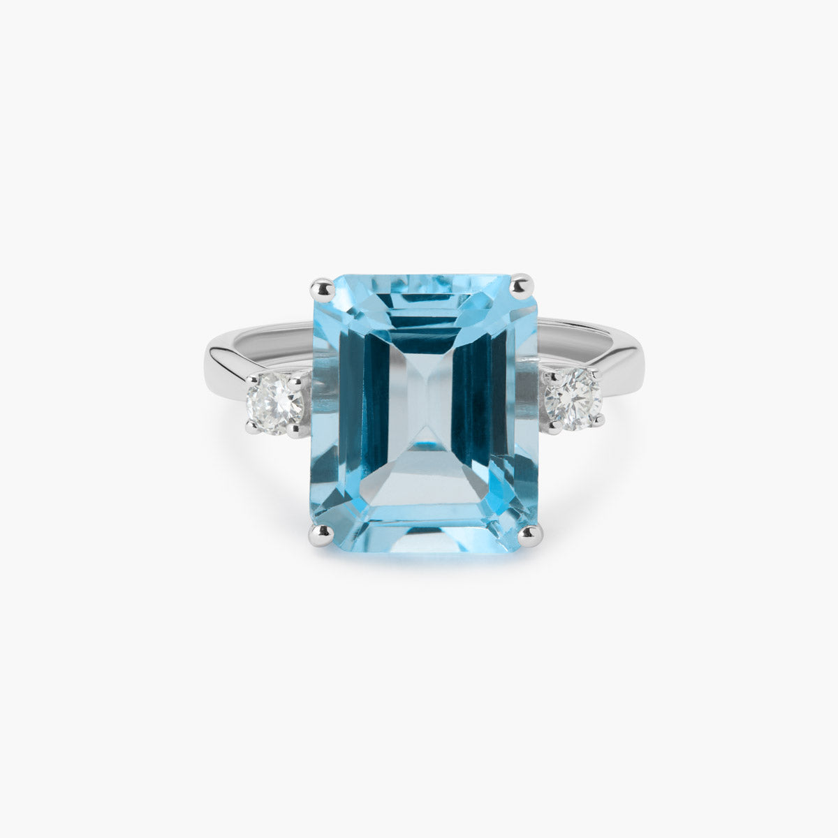 Anillo de oro blanco 18K diamante natural 0.18 ct. OCEAN