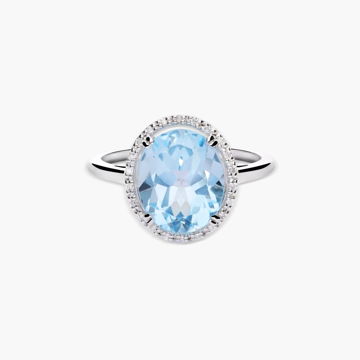 Anillo de oro blanco 18K diamante natural 0.11 ct. OCEAN