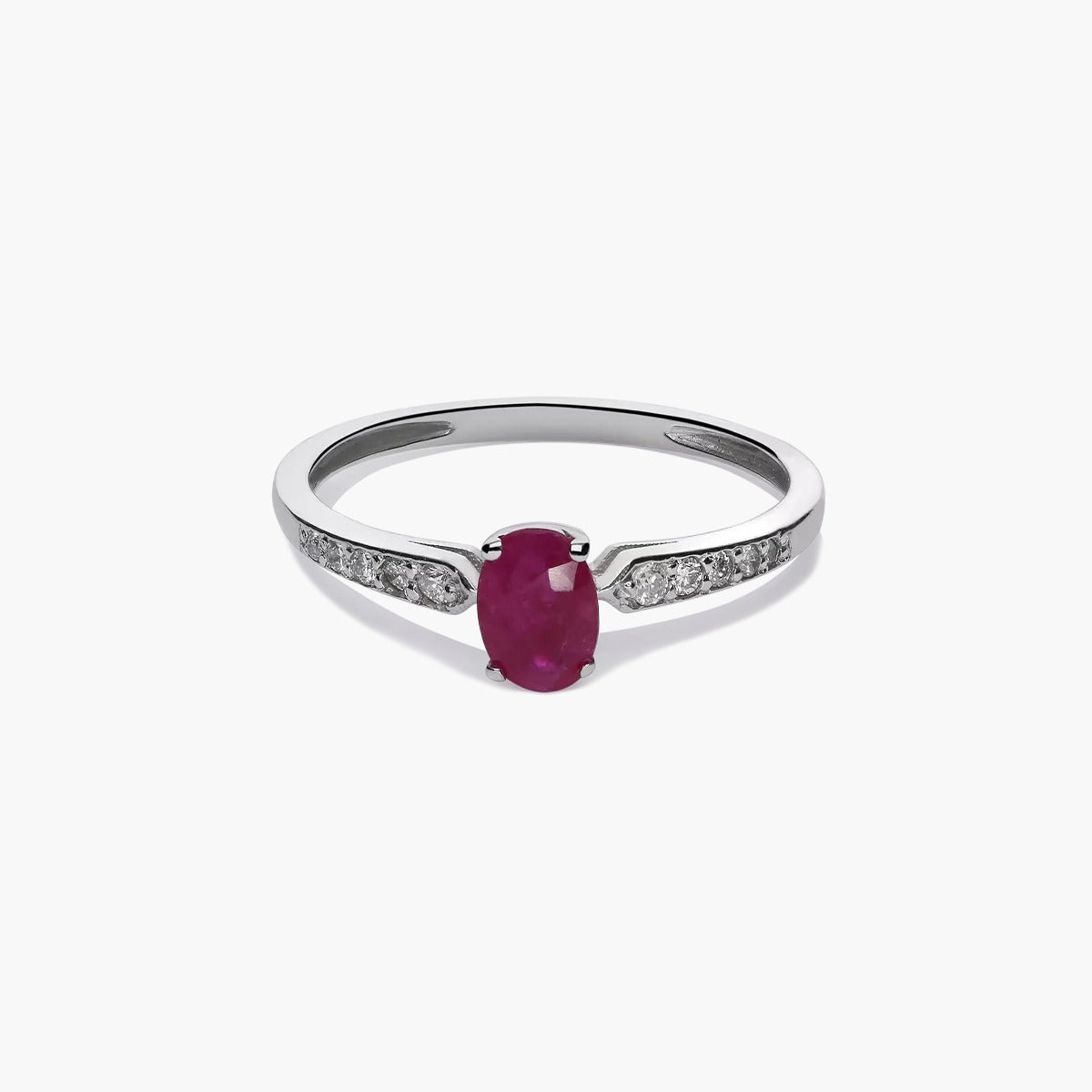 Anillo de oro blanco 18K diamante natural 0.102 ct. FLAME