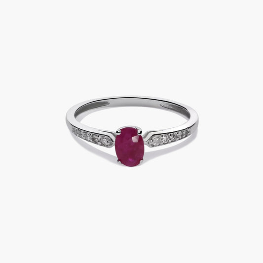 Anillo de oro blanco 18K diamante natural 0.102 ct. FLAME