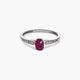 Anillo de oro blanco 18K diamante natural 0.102 ct. FLAME