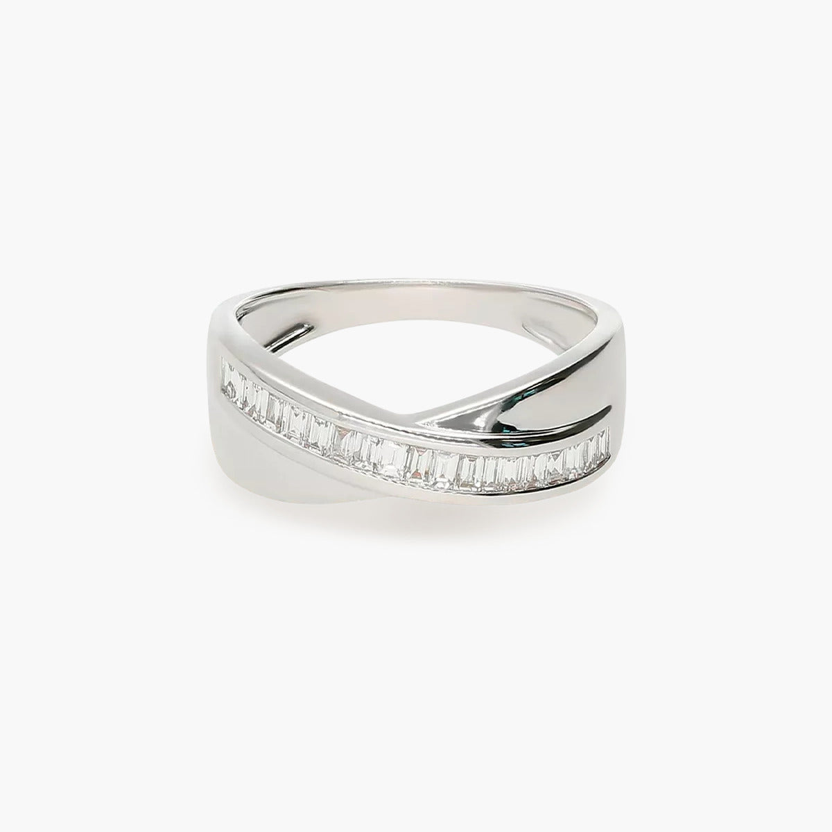 Anillo de oro blanco 18K diamante natural 0.24 ct.