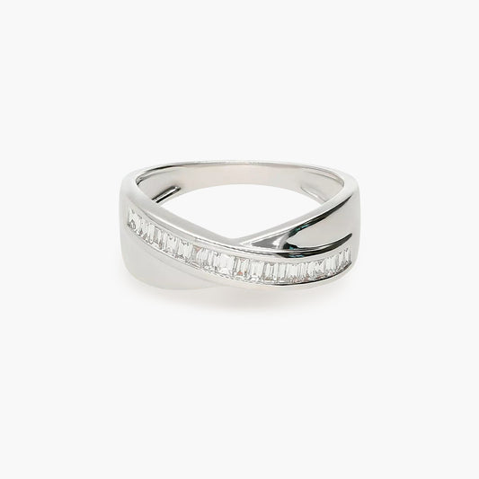 Anillo de oro blanco 18K diamante natural 0.24 ct.